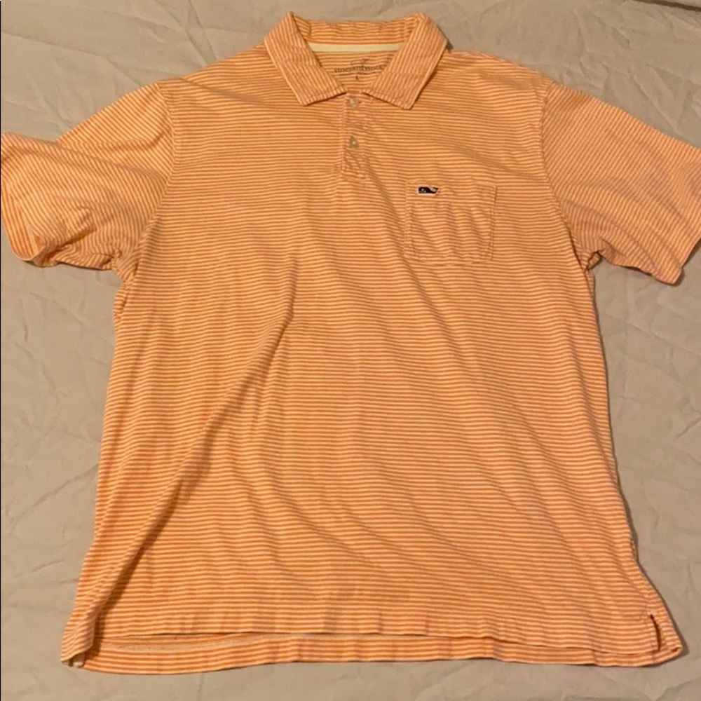 Vineyard Vines Orange Striped Polo